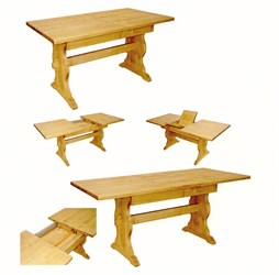 Table pieds monastères + Allonge escamotable de 40cm